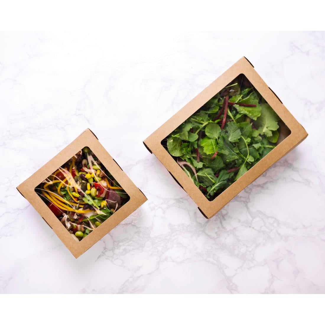 Vegware Salad Boxes with Window Kraft Medium 650ml (300 Pack)