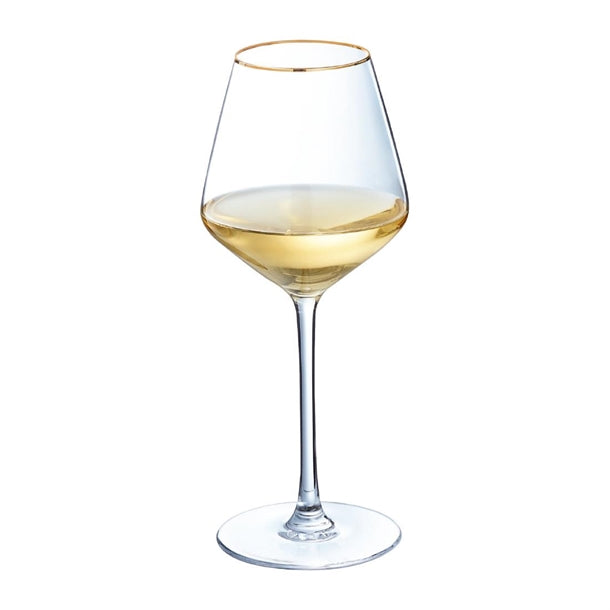 Cristal d'Arques Ultime Gold Band Wine Glasses 380ml (8 Pack)