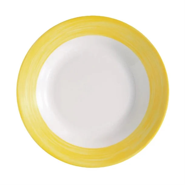 Arcoroc Brush Soup Plates Yellow 225mm (12 Pack)