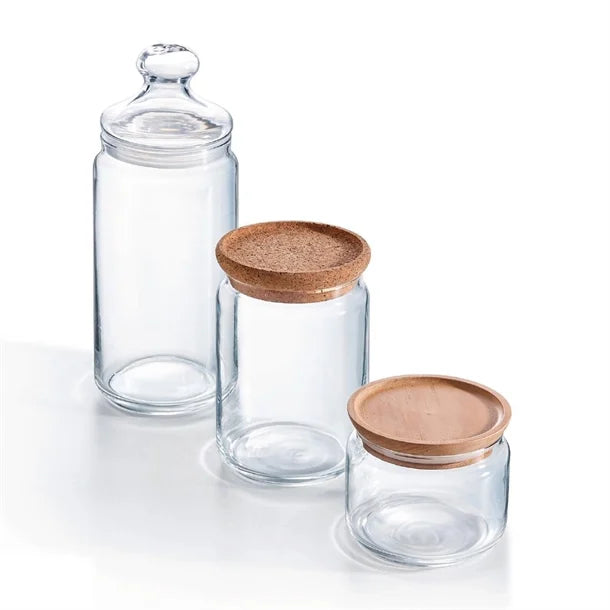 Luminarc Pure Jars & Wood Lids 500ml (6 Pack)