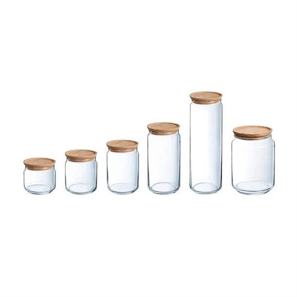 Luminarc Pure Jars & Wood Lids 500ml (6 Pack)