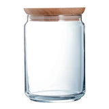 Luminarc Pure Jars & Wood Lids 1Ltr (6 Pack)