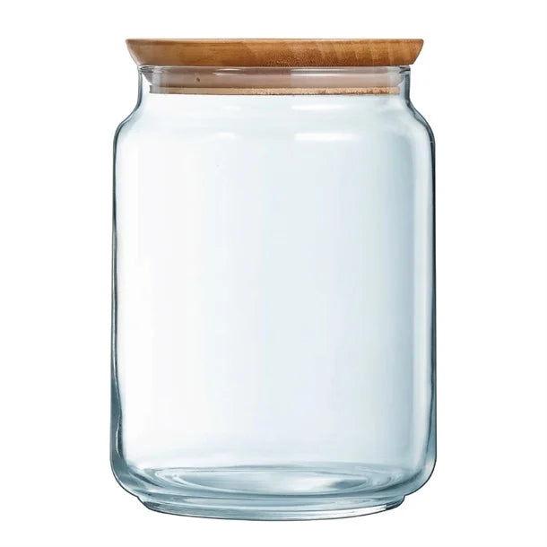 Luminarc Pure Jars & Wood Lids 2Ltr (6 Pack)