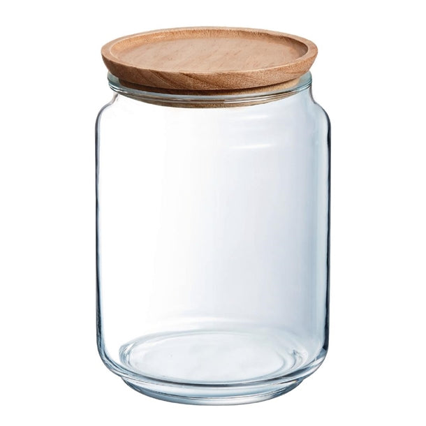 Luminarc Pure Jars & Wood Lids 2Ltr (6 Pack)