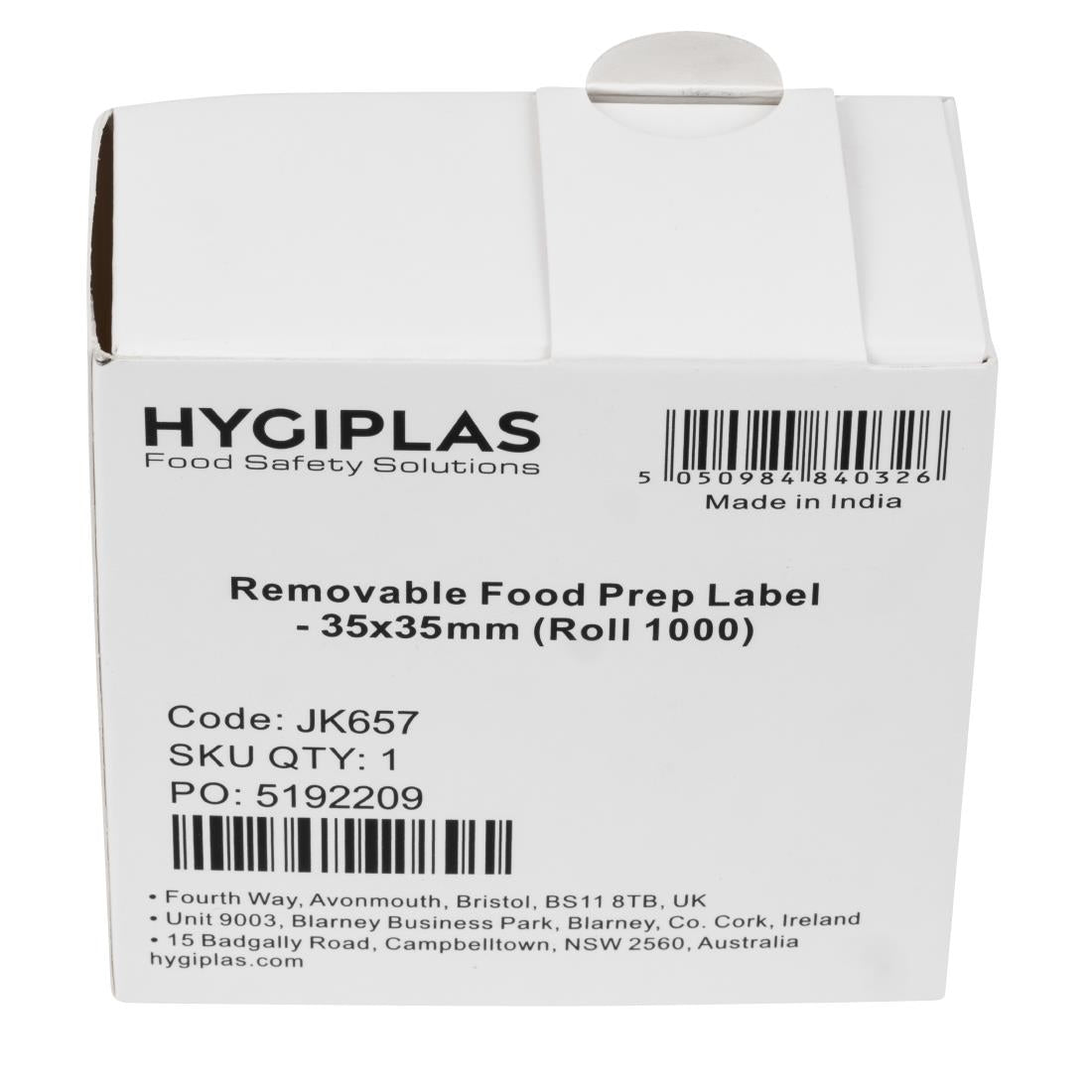 Hygiplas Removable Food Prep Labels 35x35mm (1000 Pack)