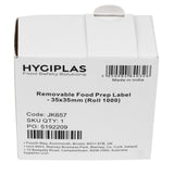 Hygiplas Removable Food Prep Labels 35x35mm (1000 Pack)
