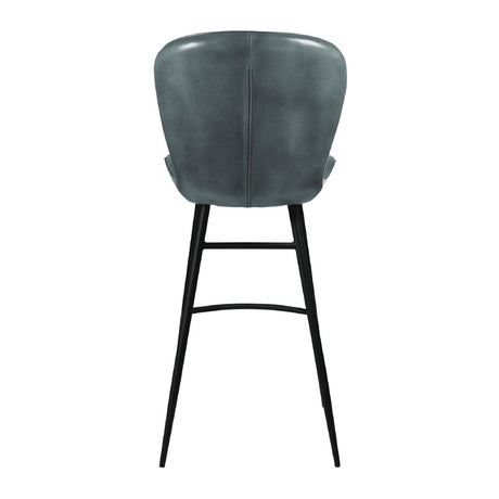 Lars Leather Bar Stool Steel Grey