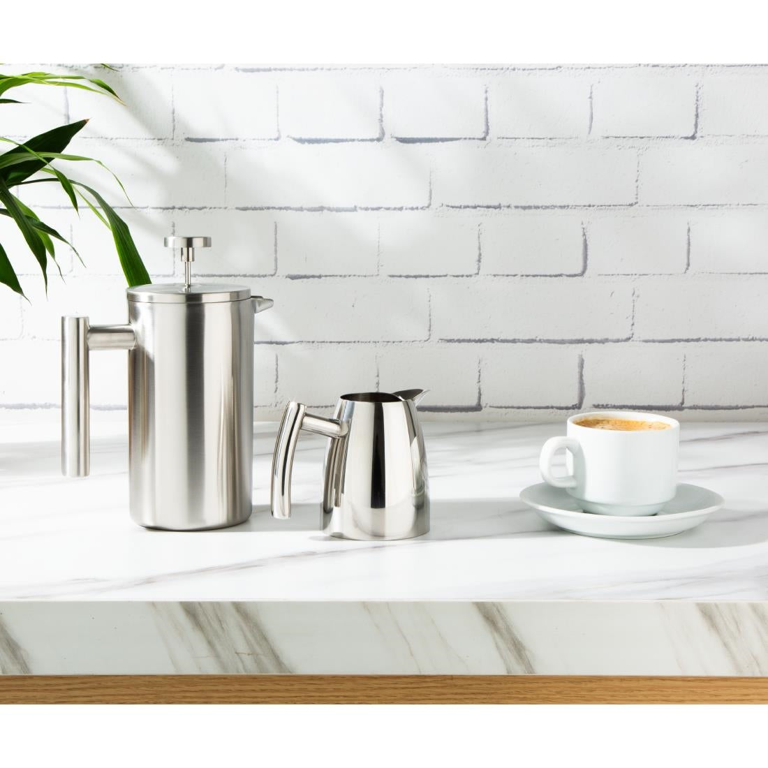 Olympia Insulated 6-Cup Cafetiere Matt Silver 700ml