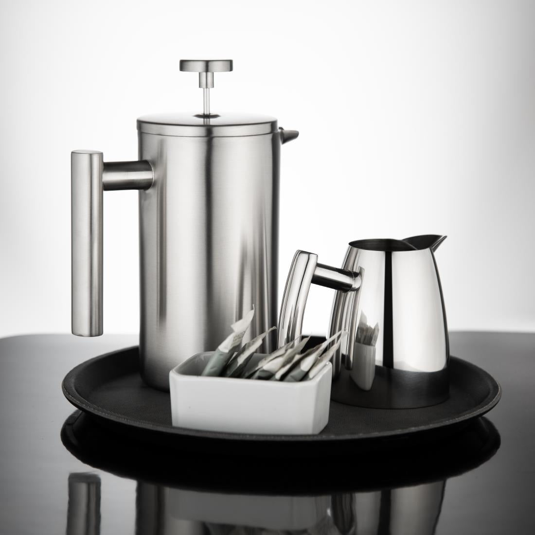 Olympia Insulated 6-Cup Cafetiere Matt Silver 700ml