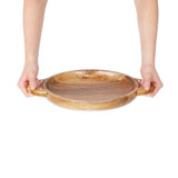 Olympia Mango Wood Round Display Tray with Handles 390x300mm