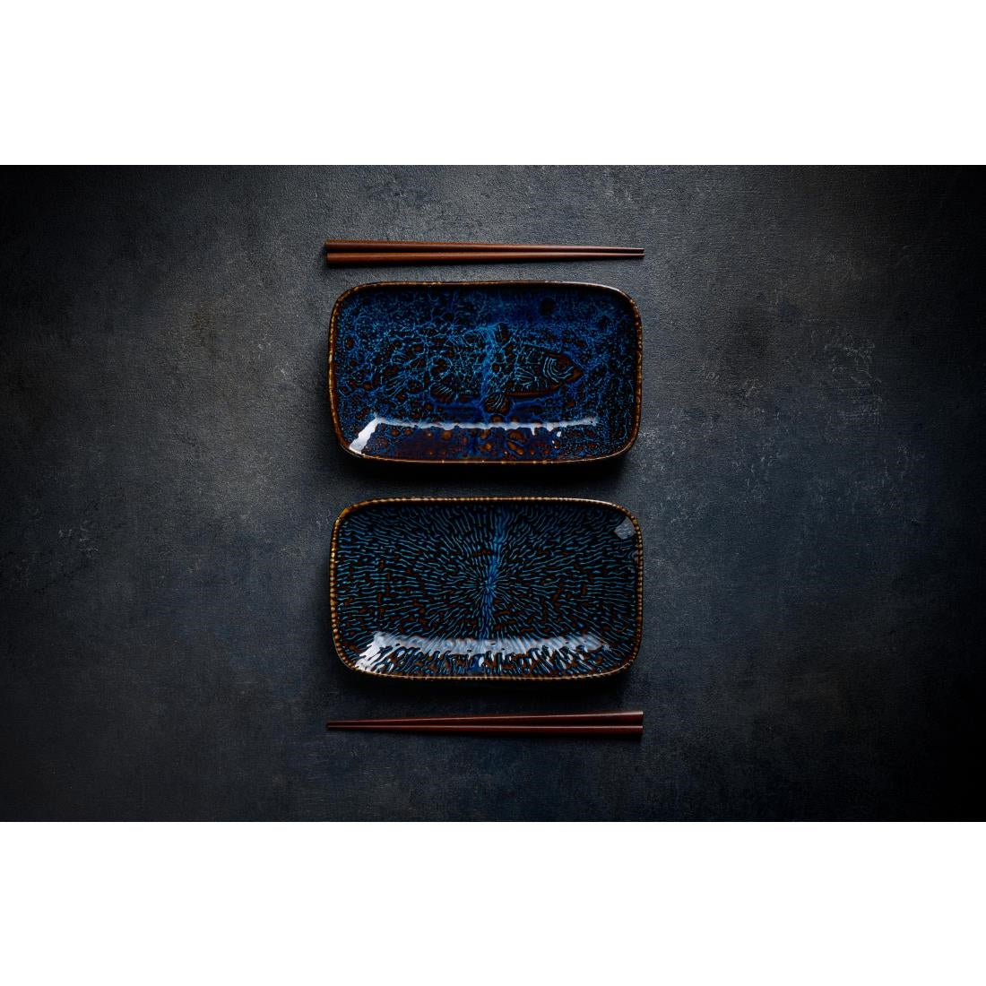 Churchill Inked Fresco Cascade Natural Deep Trays Blue 260x150mm (6 Pack)