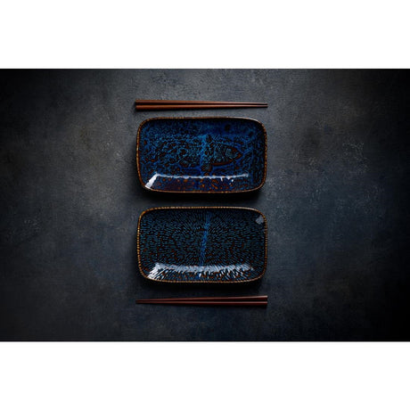 Churchill Inked Fresco Cascade Natural Deep Trays Blue 260x150mm (6 Pack)