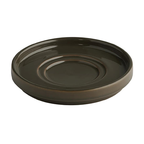 APS THE GRID Porcelain Espresso Saucers Brown 125mm (6 Pack)