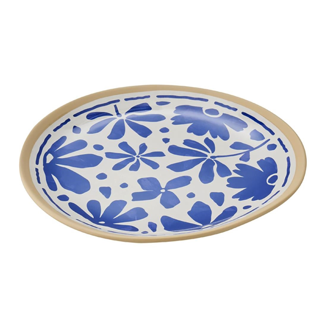 APS FLORYN Melamine Plate White & Blue 215mm (B2B)