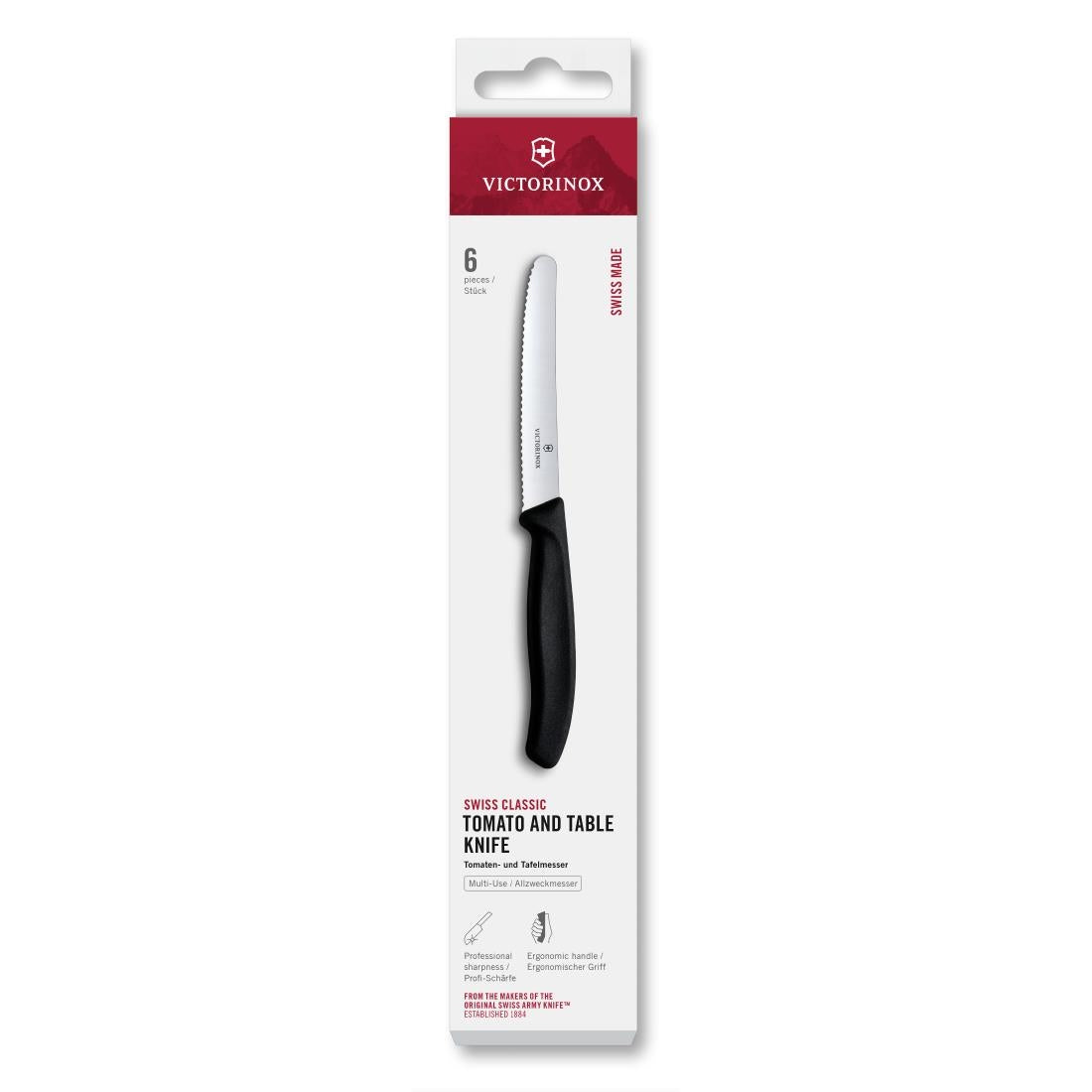 Victorinox Swiss Classic Tomato & Table Knife Wavy Black 11cm (6 Pack)