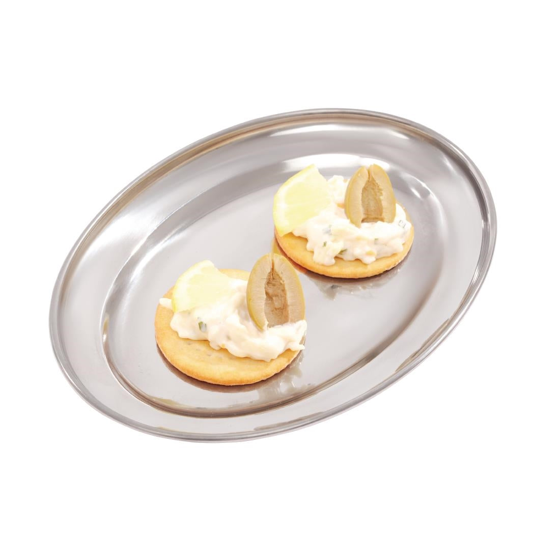 Olympia Stainless Steel Oval Serving Tray 200mm