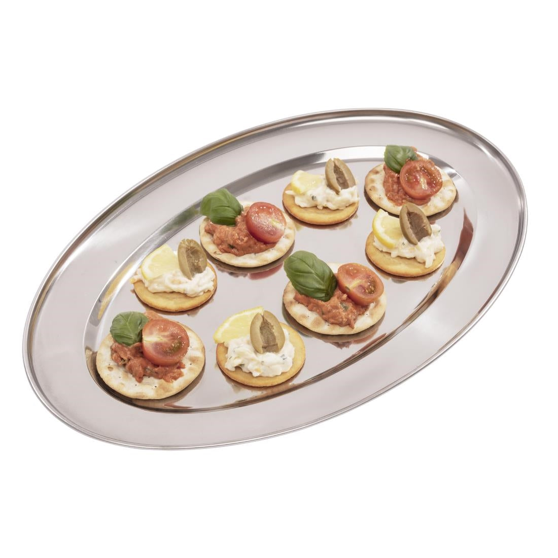 Olympia Stainless Steel Oval Serving Tray 400mm