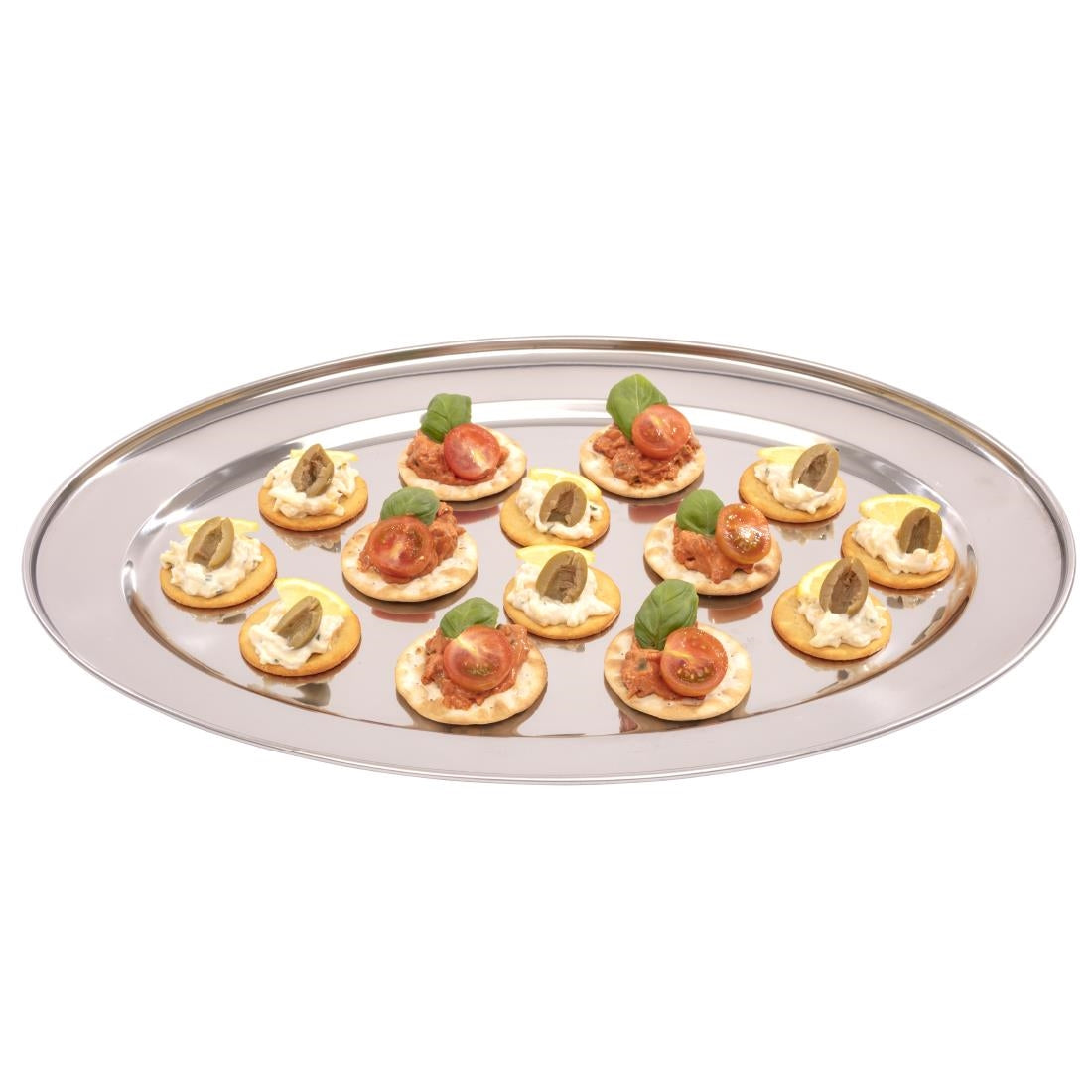 Olympia Stainless Steel Oval Serving Tray 500mm