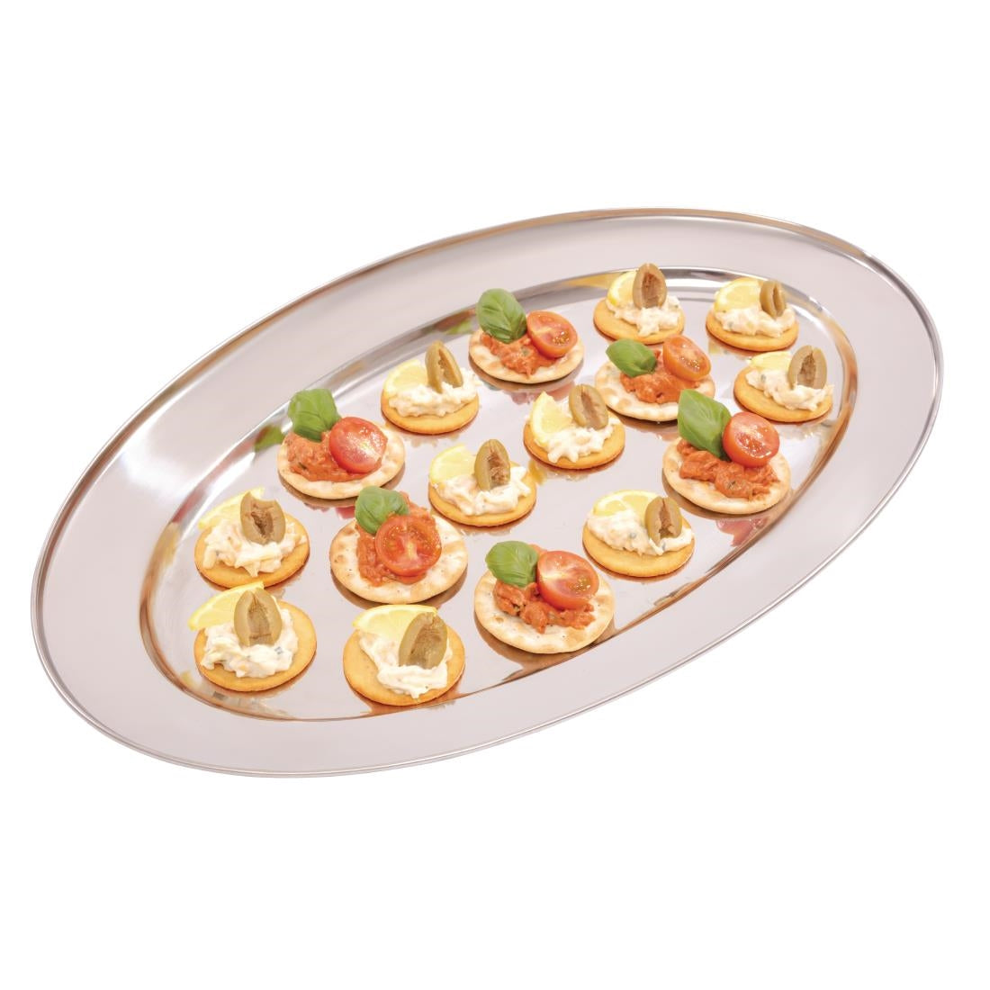 Olympia Stainless Steel Oval Serving Tray 550mm