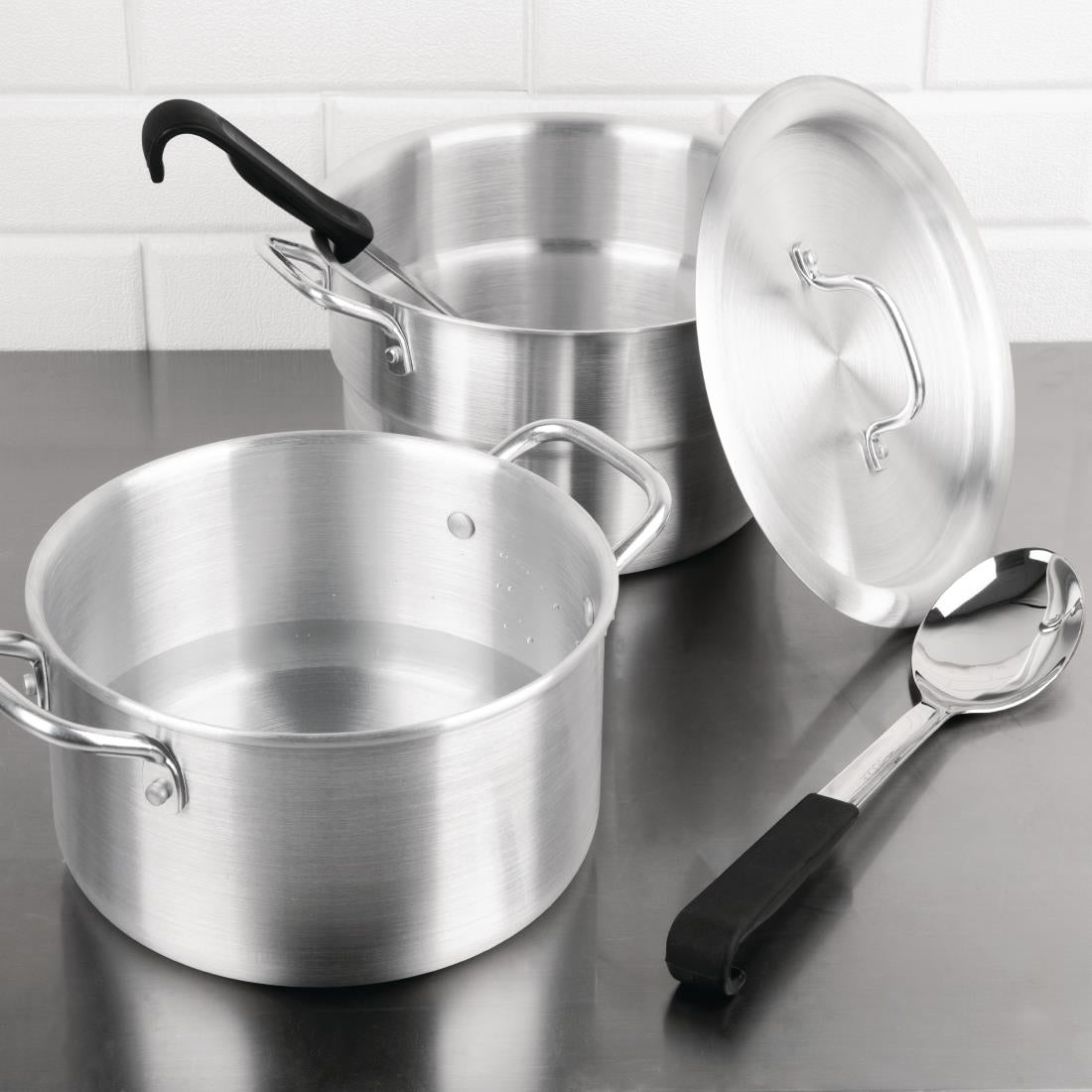Vogue Aluminium Double Boiler Pan With Lid 24cm