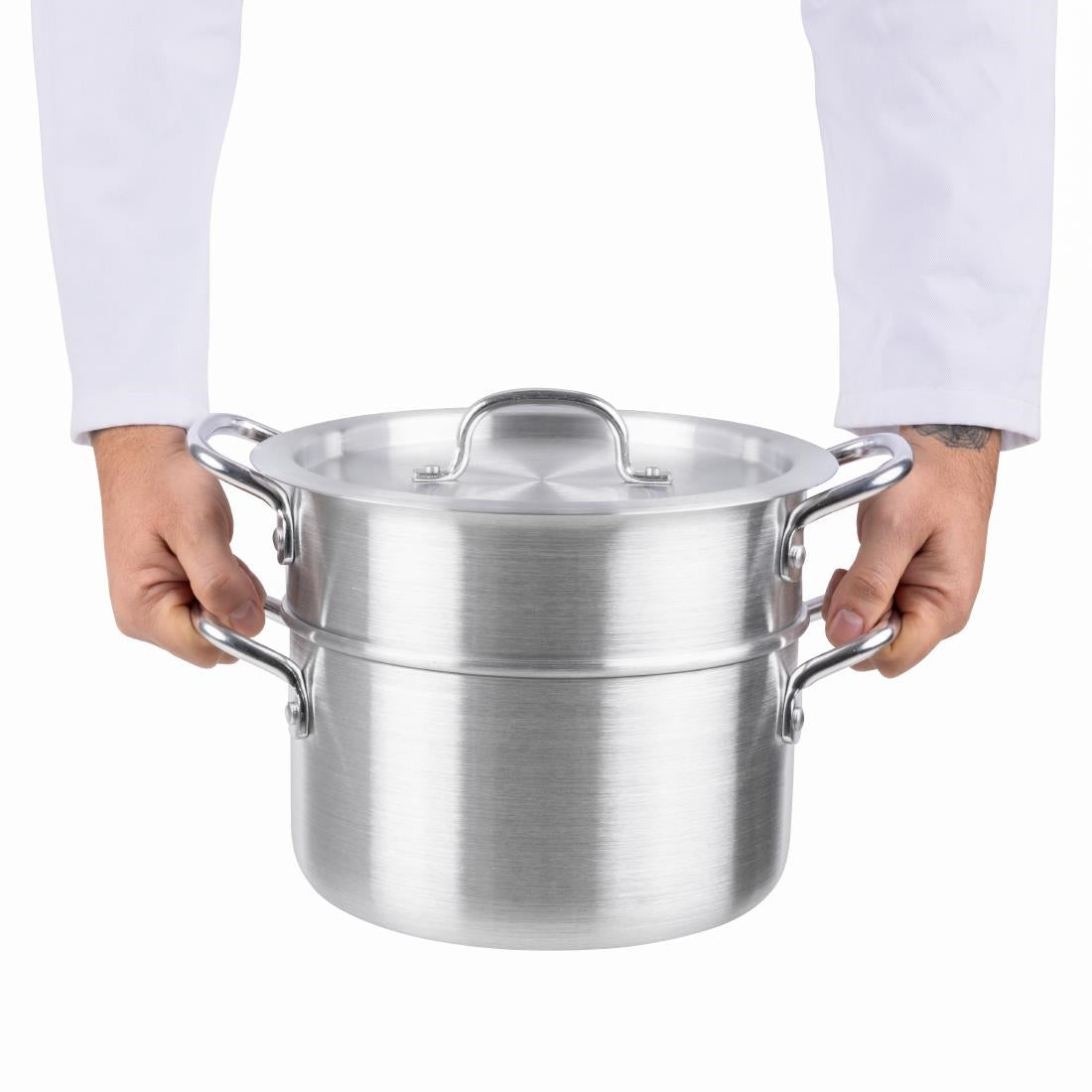 Vogue Aluminium Double Boiler Pan with Lid 24cm