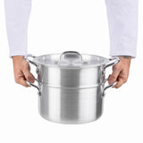 Vogue Aluminium Double Boiler Pan with Lid 24cm