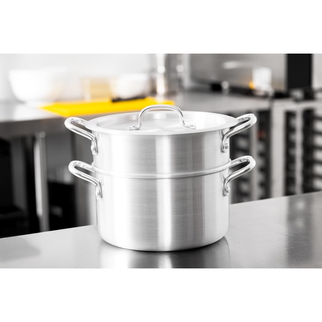 Vogue Aluminium Double Boiler Pan with Lid 24cm