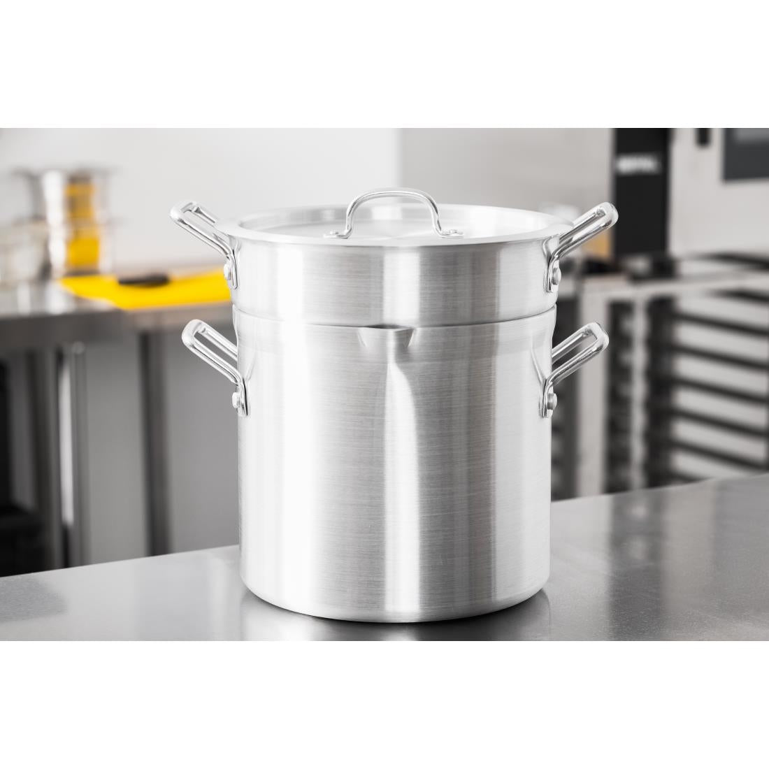 Vogue Aluminium Double Boiler Pan with Lid 28cm