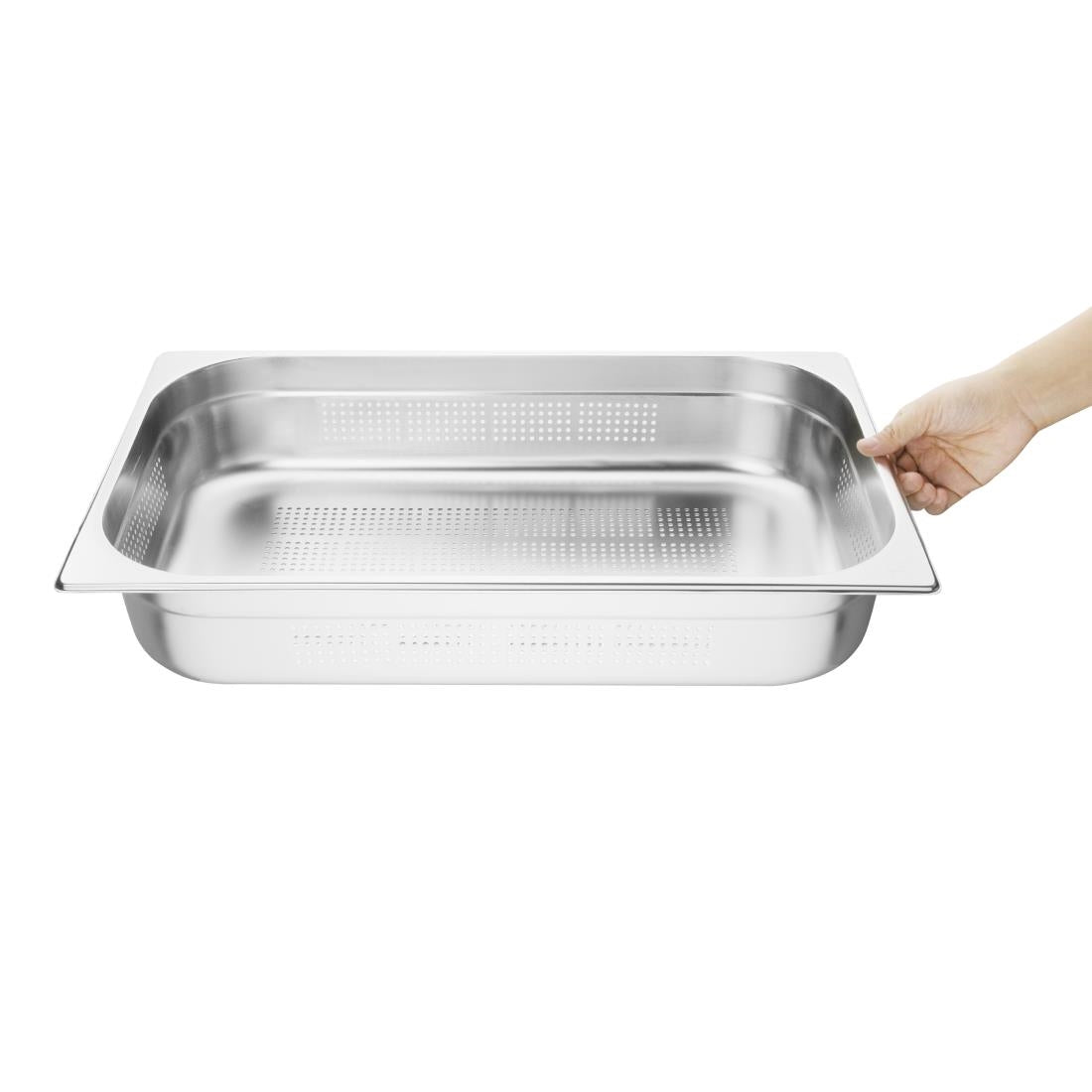 Vogue Stainless Steel Perforated 1/1 Gastronorm Tray 100mm