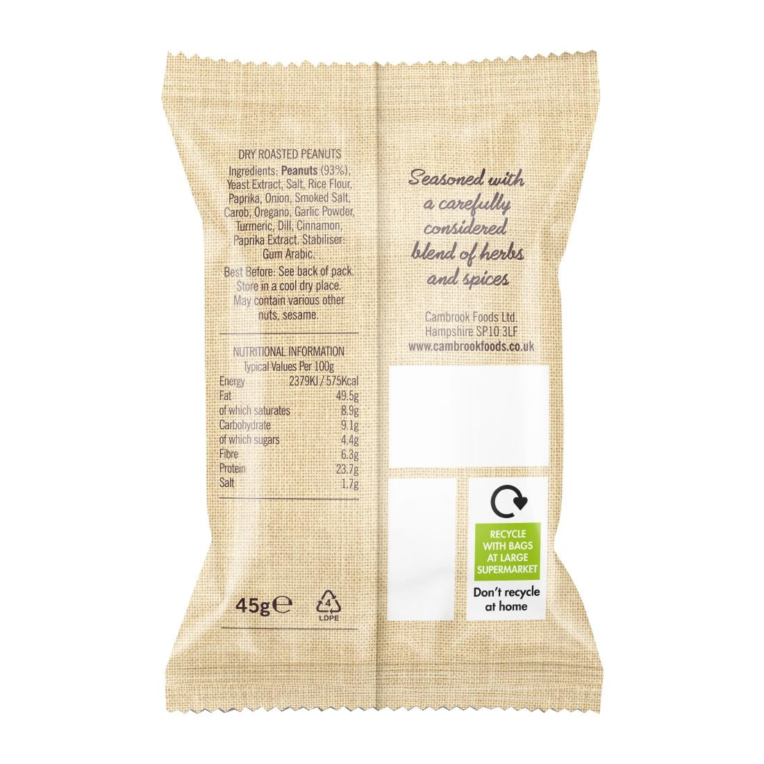 Cambrook Dry Roasted Peanuts Snack Pack 45g (24 Pack)