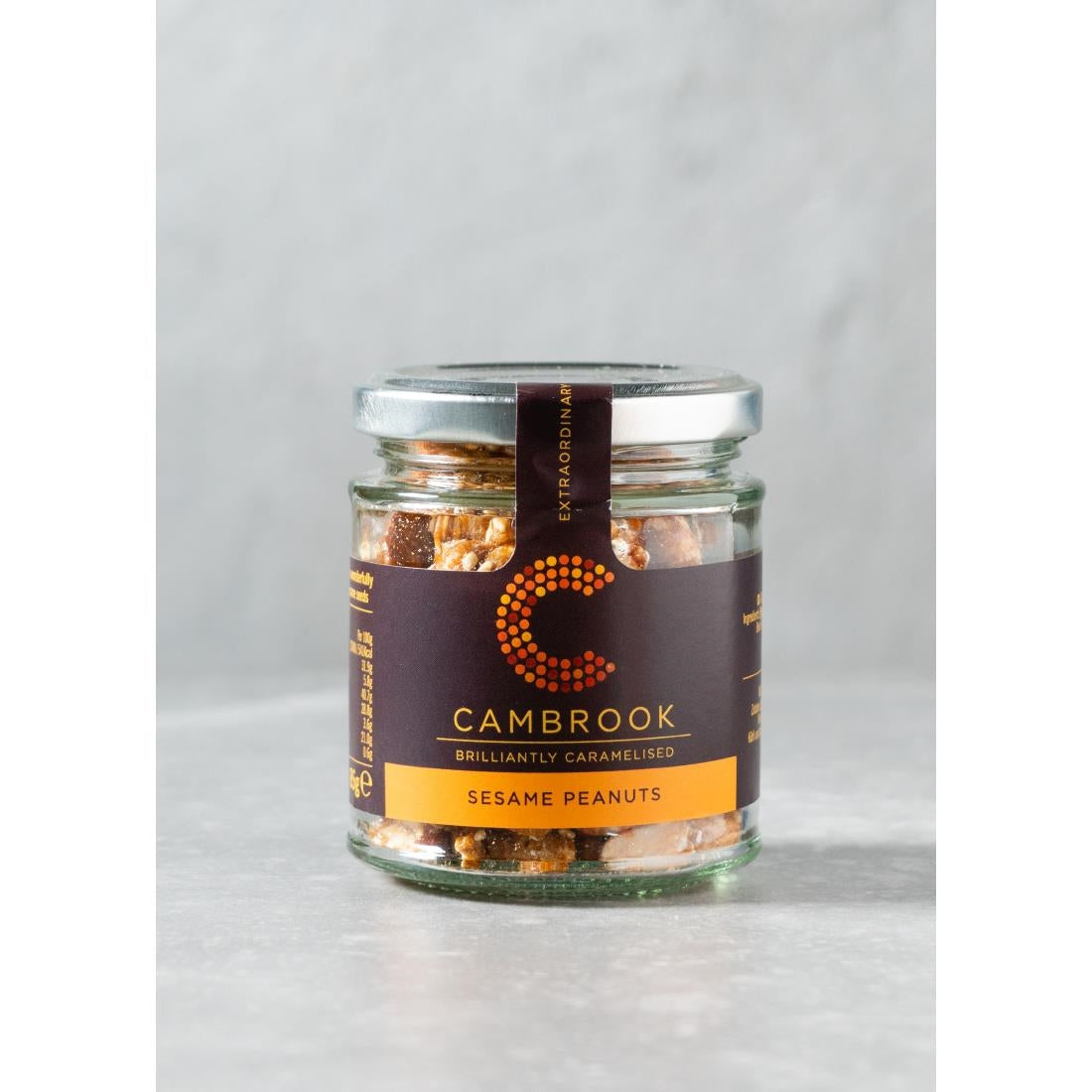 Cambrook Caramelised Sesame Peanuts Glass Jar 80g (15 pack)