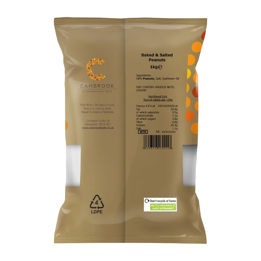 Cambrook Baked & Salted Peanuts Bulk Pack 1kg
