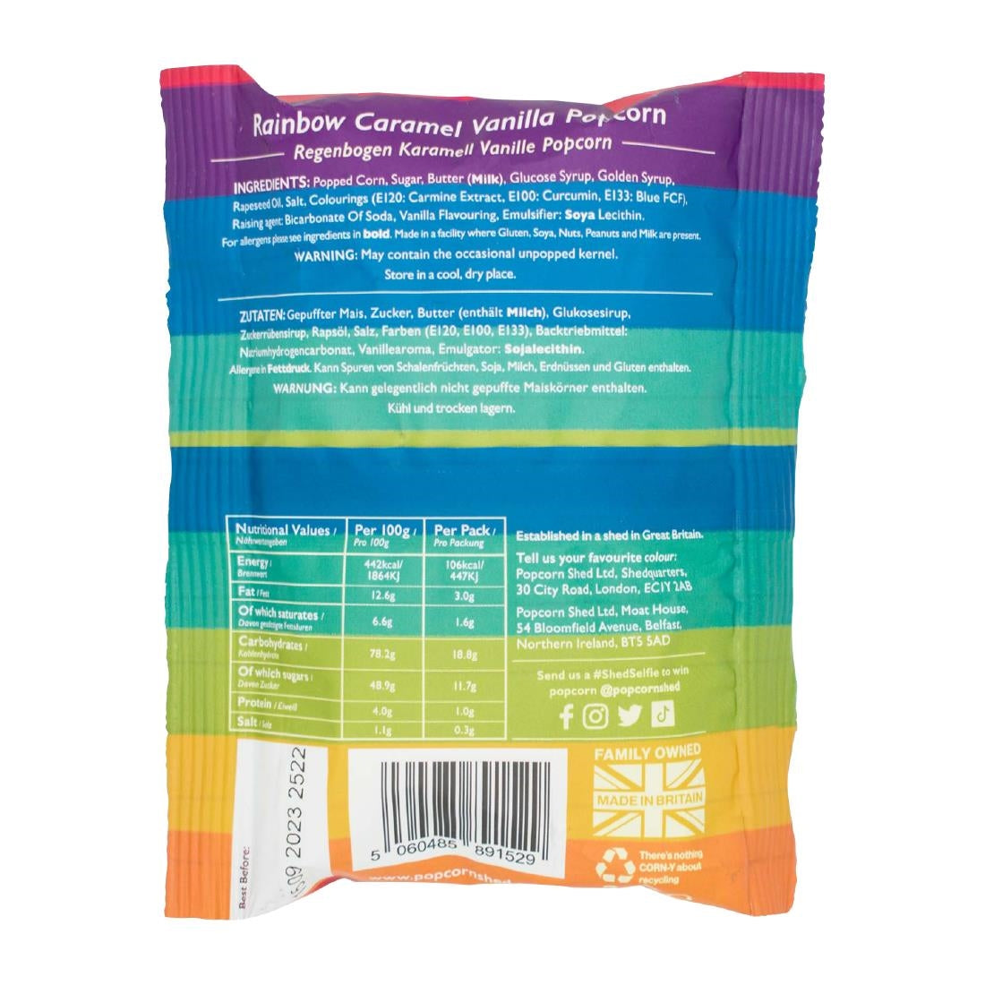 Popcorn Shed Rainbow Popcorn Snack Pack 24g (16 Pack)