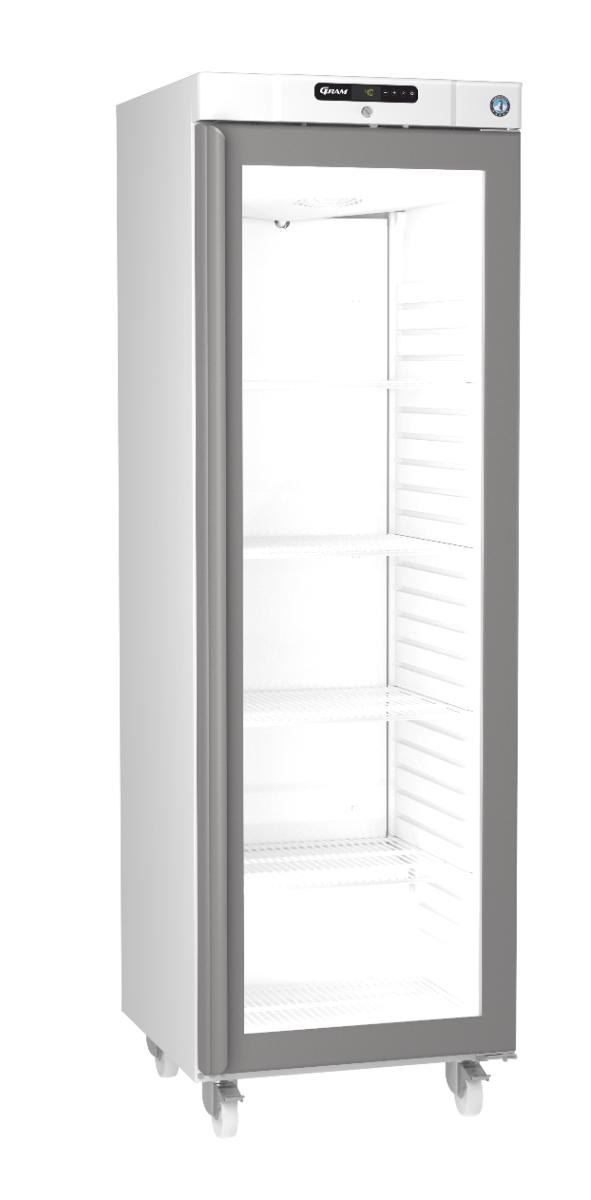 Hoshizaki Compact KG420L C DR G U Glass Single Door White Upright Display Refrigerator  343 Litres