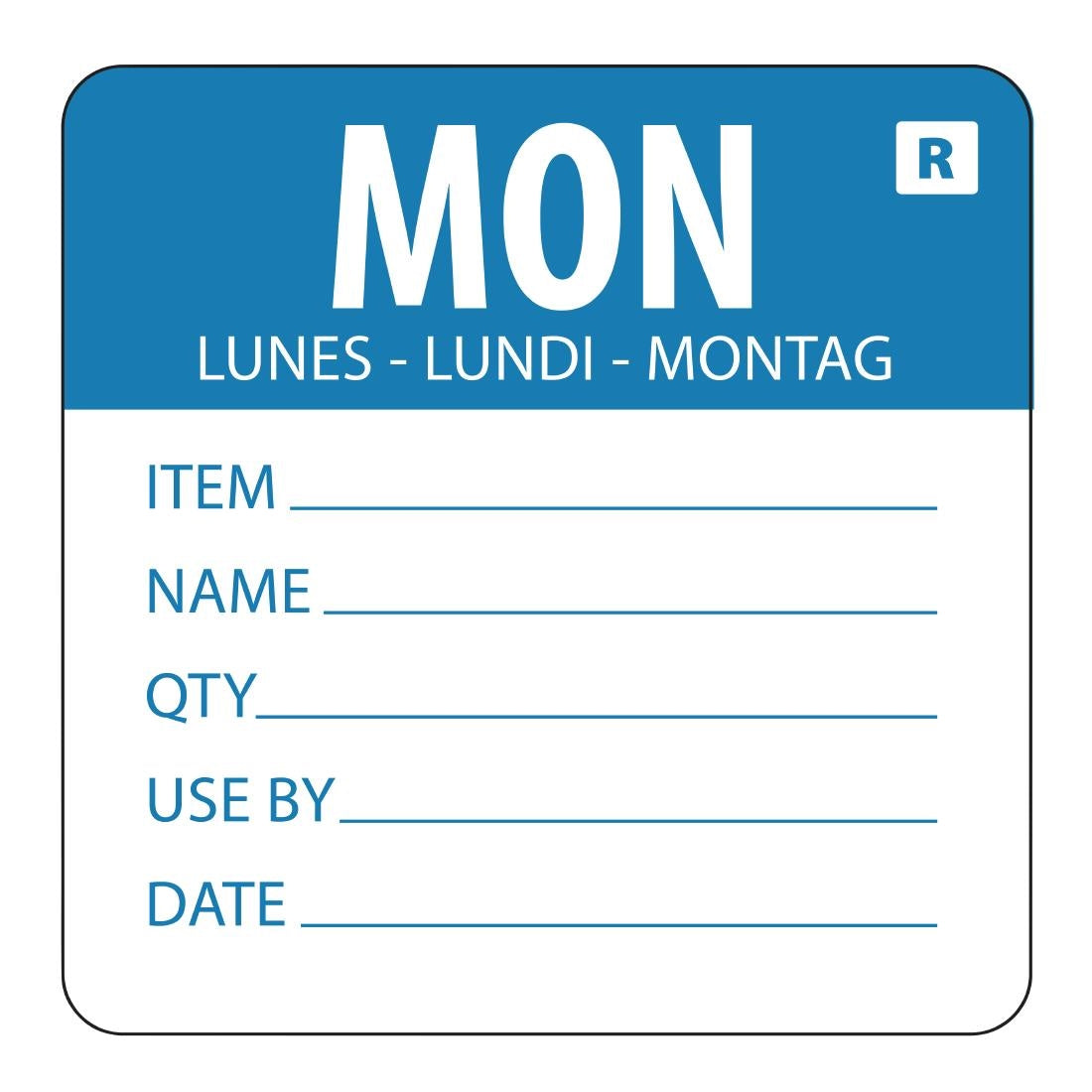 Hygiplas Removable Day of the Week Label Monday (500 Pack)