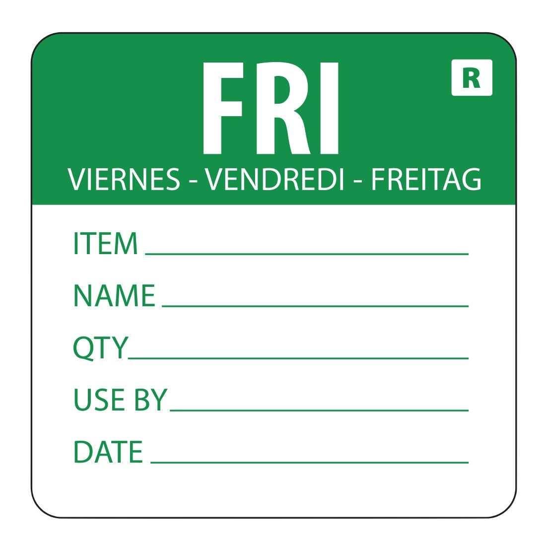Hygiplas Removable Day of the Week Label Friday (500 Pack)