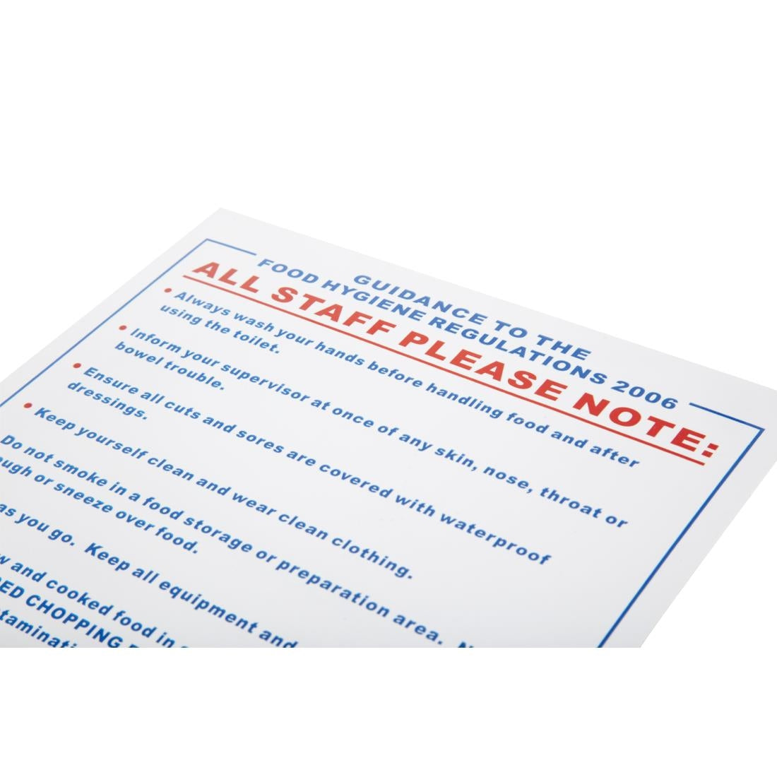 Vogue Food Safety Act 2006 Guidance Sign