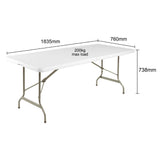 Bolero Rectangular Centre Folding Table White 6ft