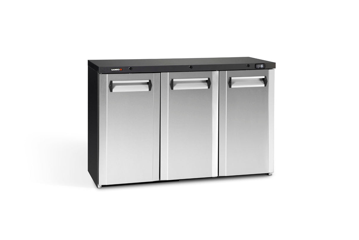 Gamko Maxiglass MG3/315CS Maxiglass Hinged Stainless Steel Front Triple Door Undercounter Bottle Cooler  315 Litres