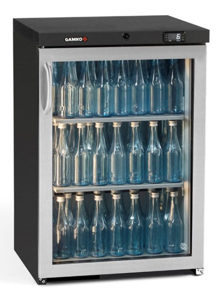 Gamko MG3/150RGCS Maxiglass Right Hand Hinged Stainless Steel Frame Glass Single Door Undercounter Bottle Cooler  150 Litres