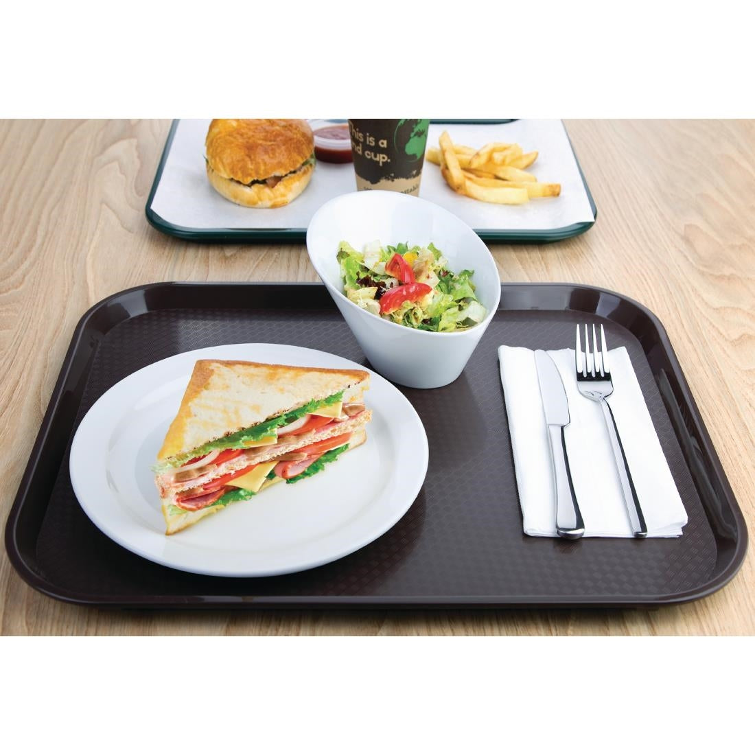 Olympia Kristallon Large Polypropylene Fast Food Tray Brown 450mm