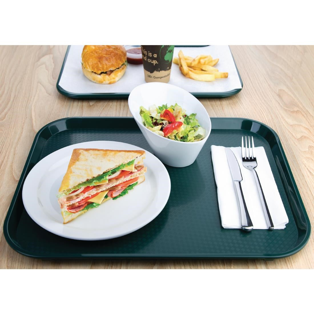 Olympia Kristallon Large Polypropylene Fast Food Tray Green 450mm