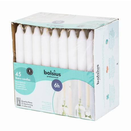 Bolsius 7" Bistro Candles White (45 Pack)