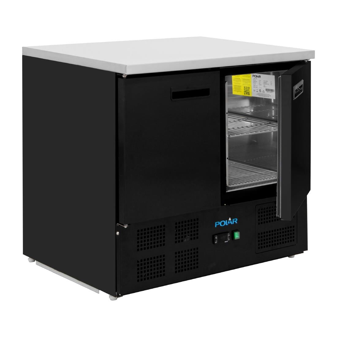 Polar G-Series Double Door Counter Fridge Black 240Ltr