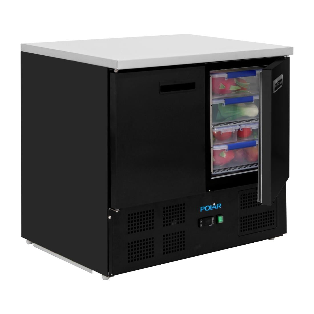 Polar G-Series Double Door Counter Fridge Black 240Ltr