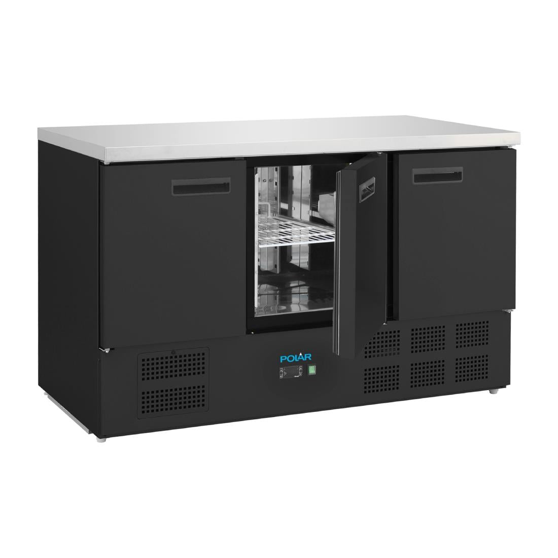 Polar G-Series Triple Door Counter Fridge Black 368Ltr