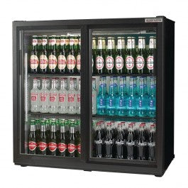 Autonumis RPC10001 Popular Sliding Double Door Black Bottle Cooler  174 x 330ml Bottles / 144 x 330ml Cans