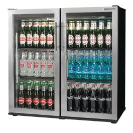 Autonumis RQC00002 Maxi Hinged Double Door Stainless Steel Bottle Cooler  240 x 330ml Bottles / 320 x 330ml Cans