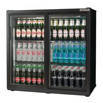 Autonumis RQC10001 Maxi Black Sliding Double Door Bottle Cooler  240 x 330ml Bottles / 320 x 330ml Cans