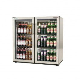 Autonumis RVC00009 EcoChill Stainless Steel Hinged Glass Double Door Bottle Cooler  156 x 330ml Bottles